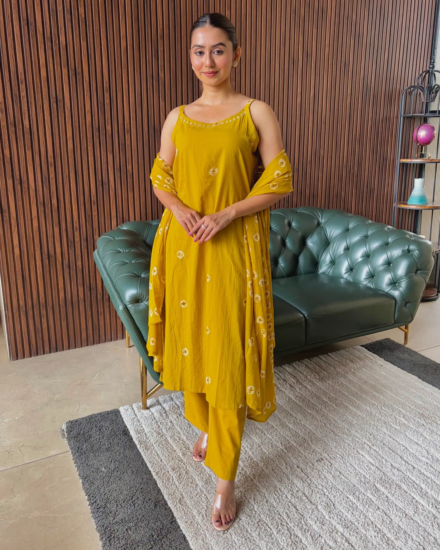 MUSTARD EMBROIDERED KURTA SET