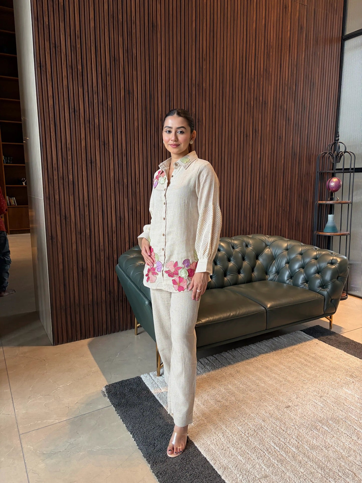 CREAM FLORAL LOUNGE CO-ORD SET