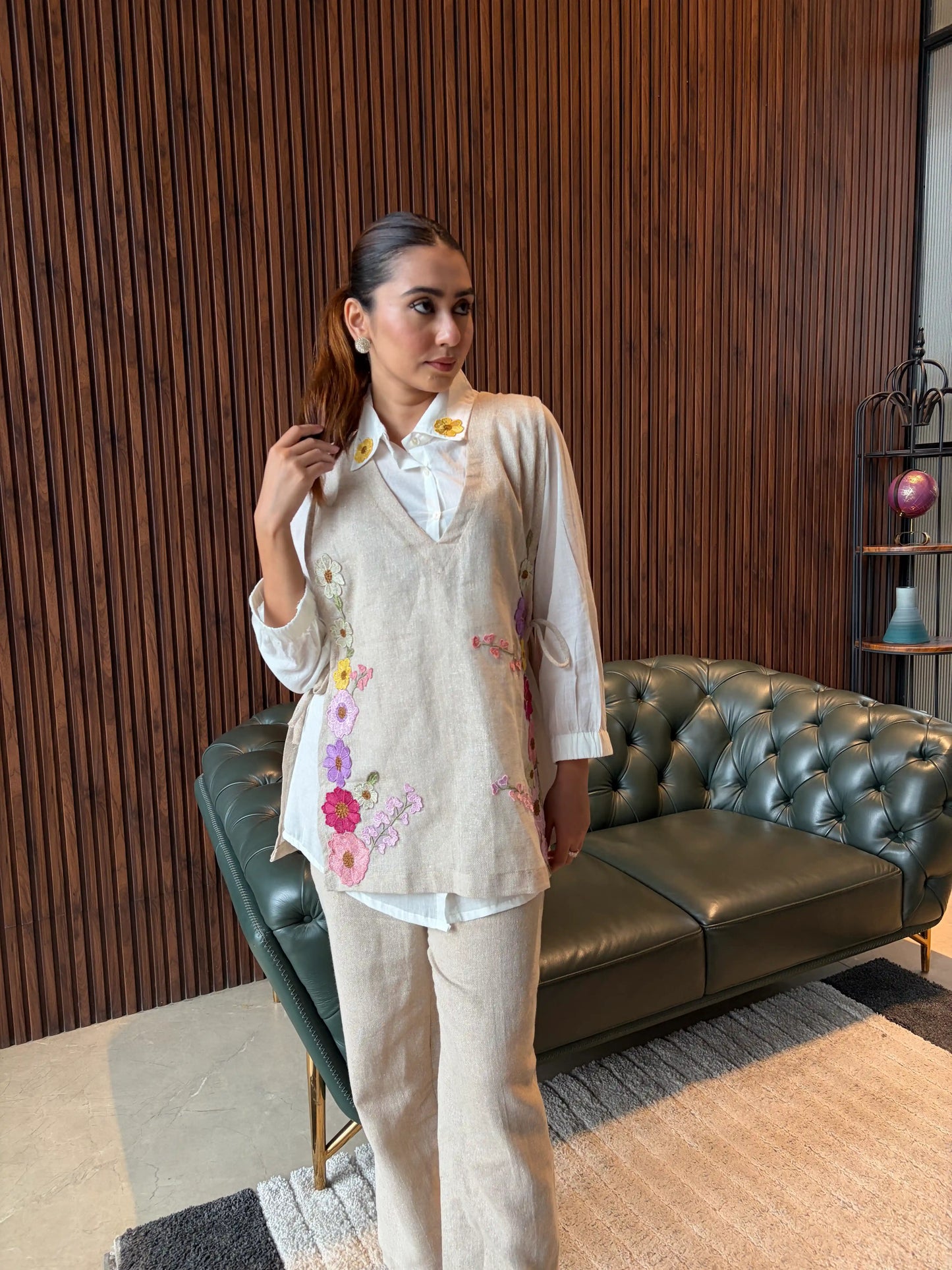 IVORY FLORAL EMBROIDERED CO-ORD SET