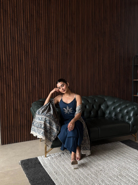 INDIGO EMBELLISHED KURTA SET