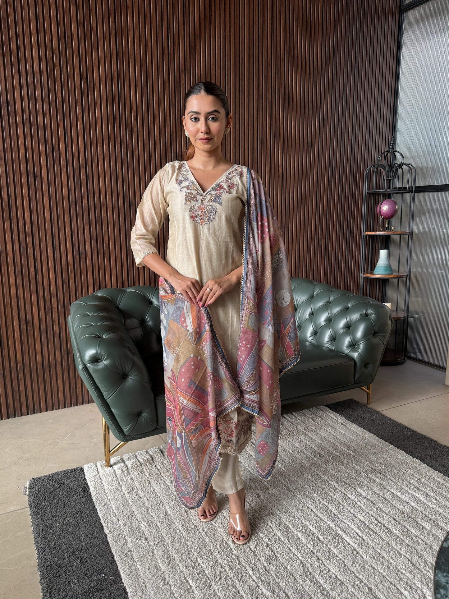 NUDE ELEGANCE EMBROIDERED SUIT SET