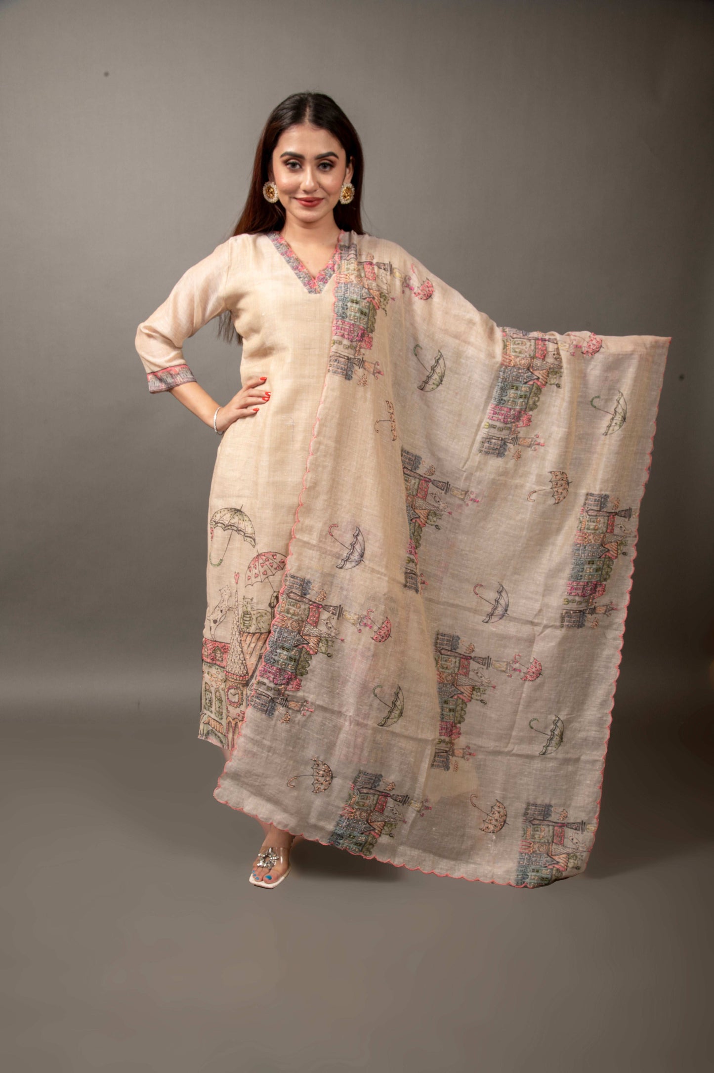 EMBROIDERED ELEGANCE- KURTI DUPATTA