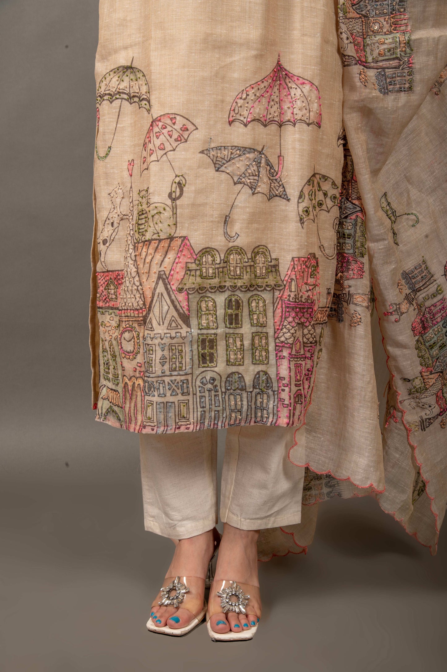 EMBROIDERED ELEGANCE- KURTI DUPATTA