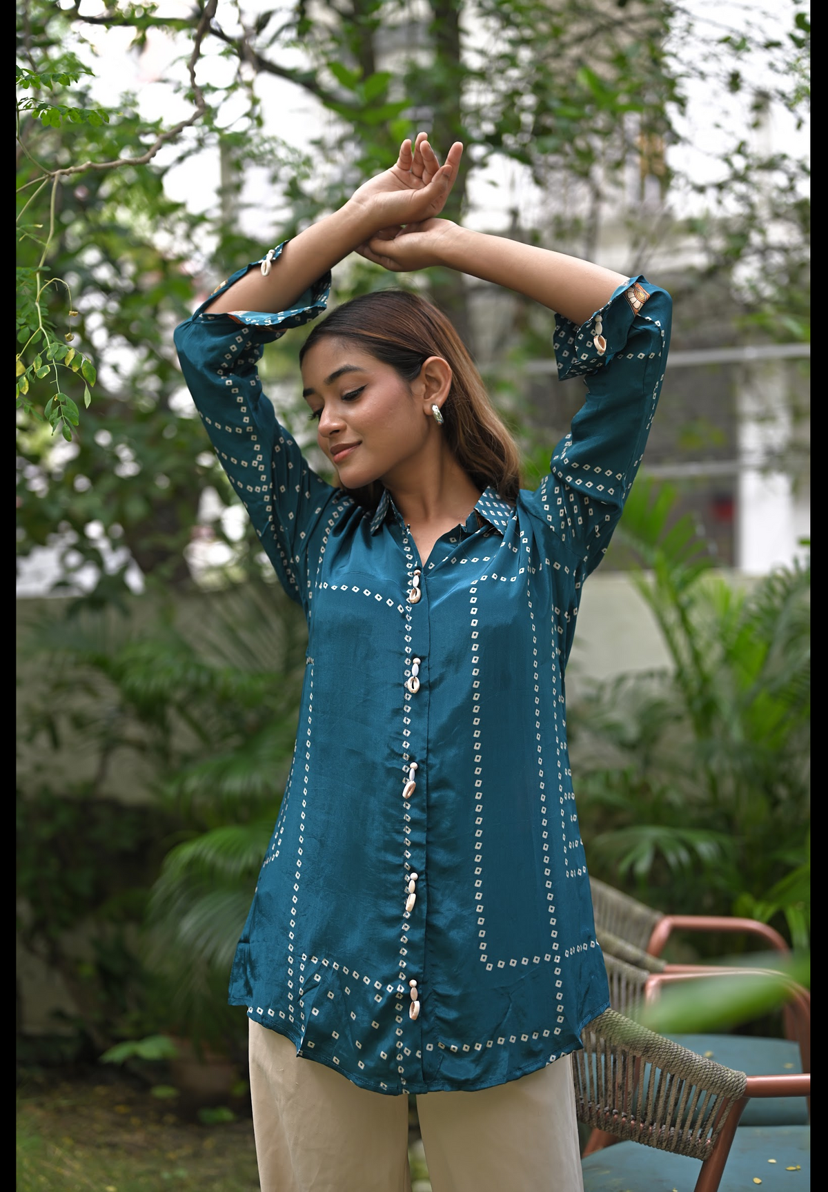 BLUE KALAMKARI BACK PATCH SHIRT