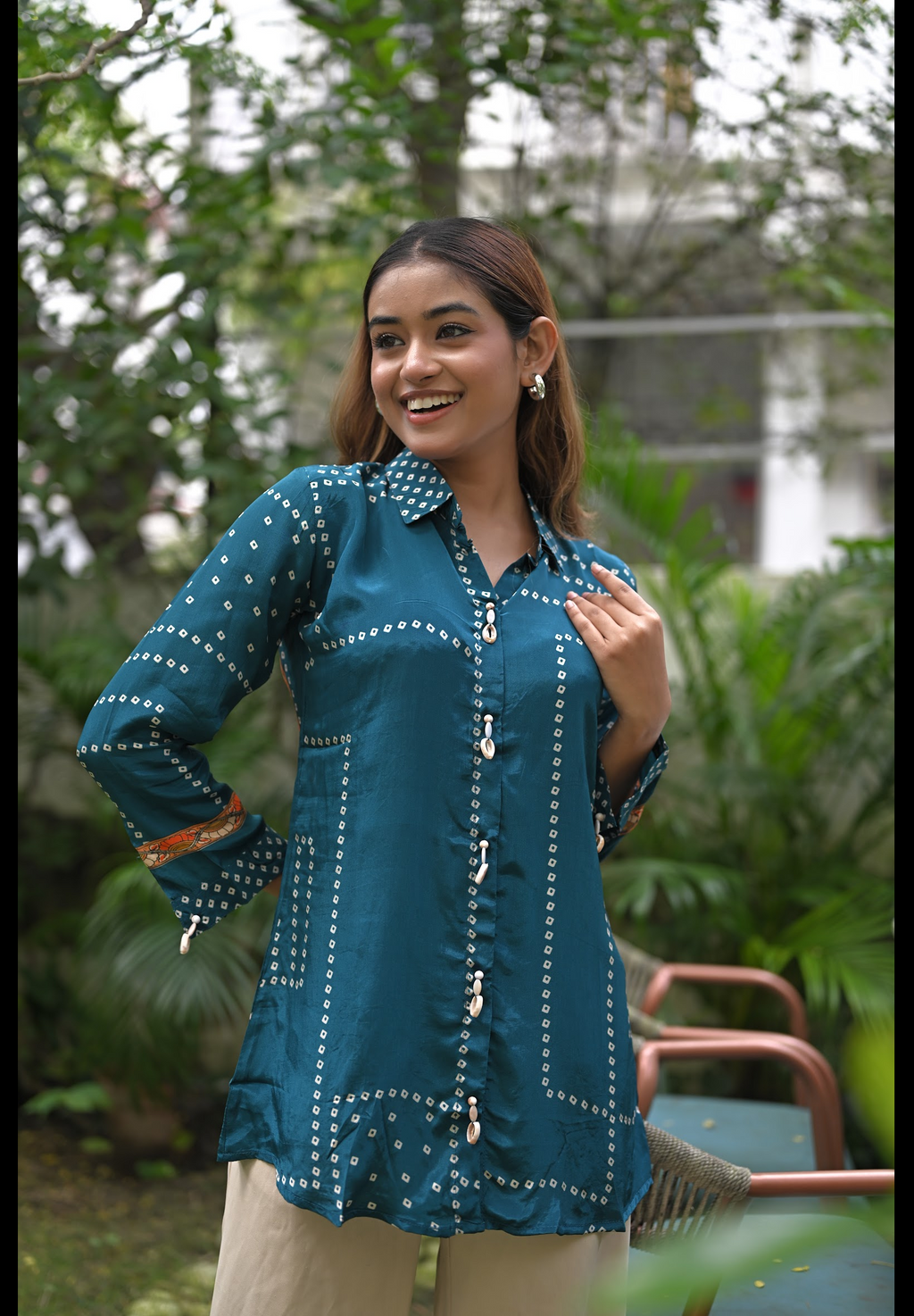 BLUE KALAMKARI BACK PATCH SHIRT