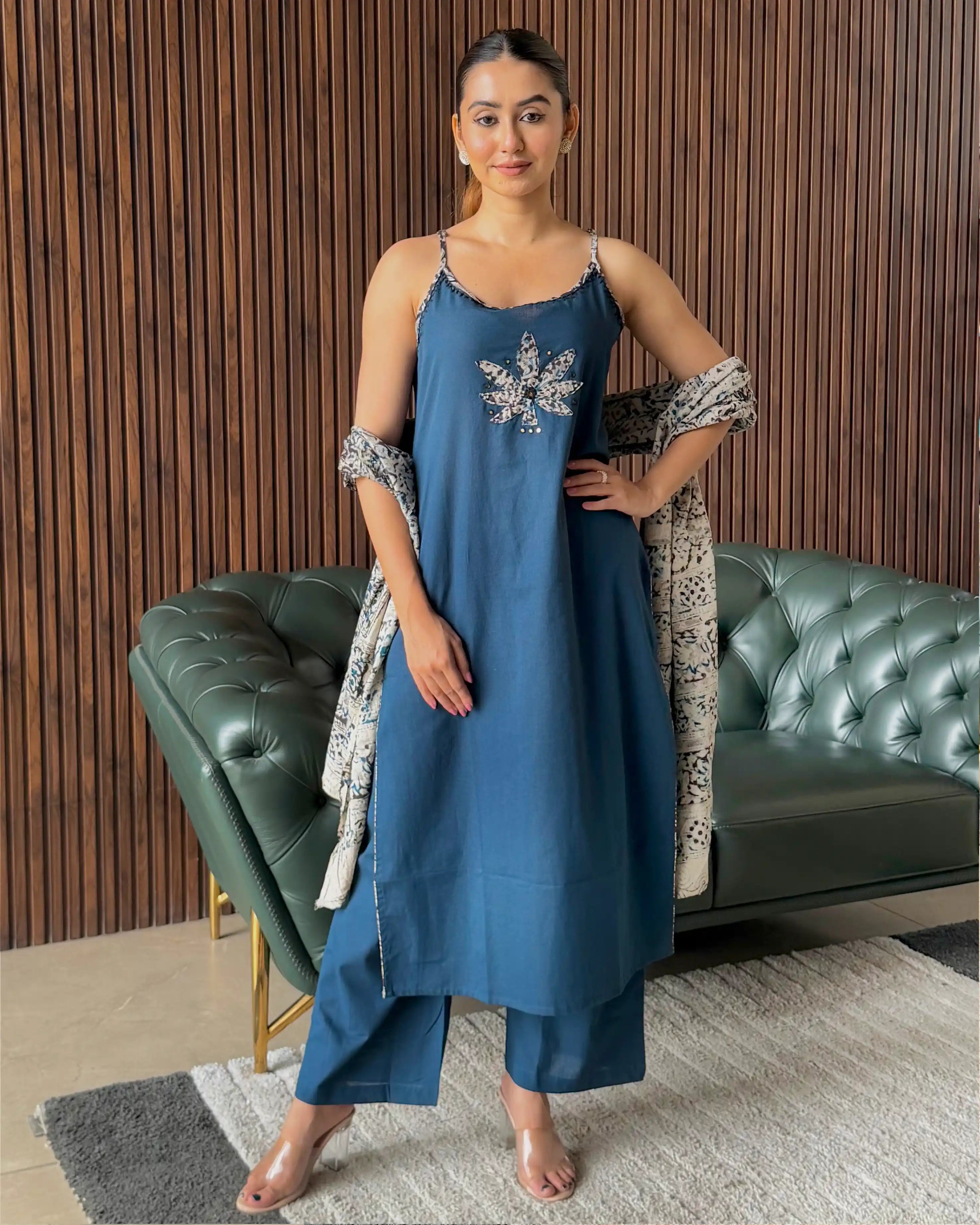 INDIGO EMBELLISHED KURTA SET