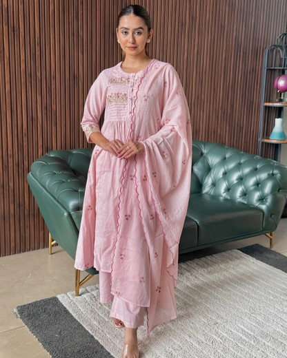 BLUSH PINK ANARKALI SUIT SET