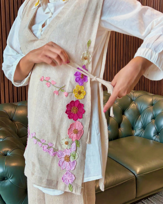 IVORY FLORAL EMBROIDERED CO-ORD SET