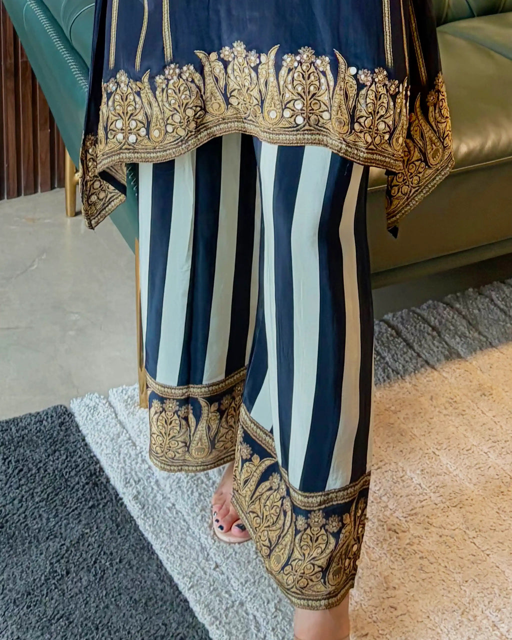 NOIR STRIPE EMBELLISHED COORD SET