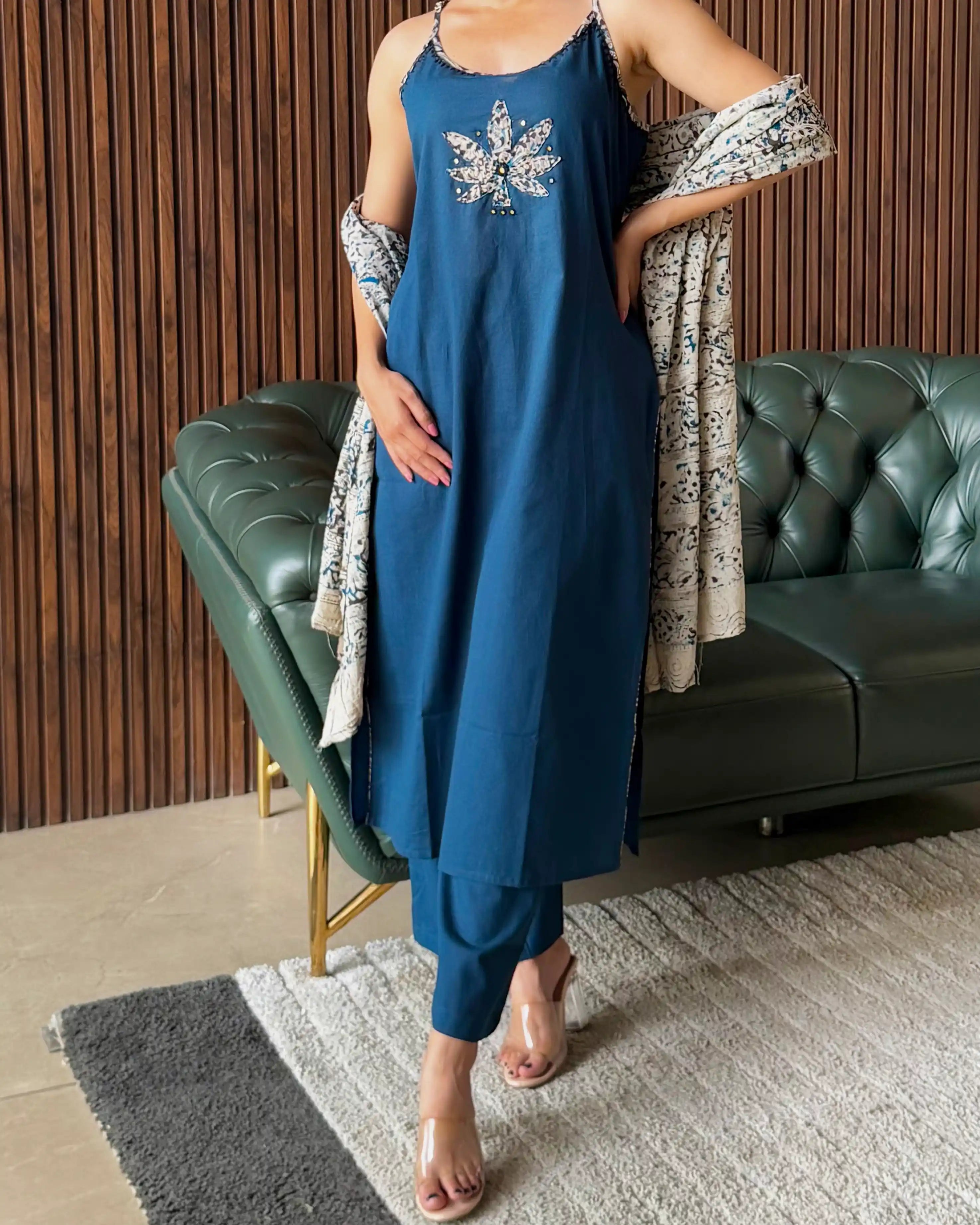 INDIGO EMBELLISHED KURTA SET