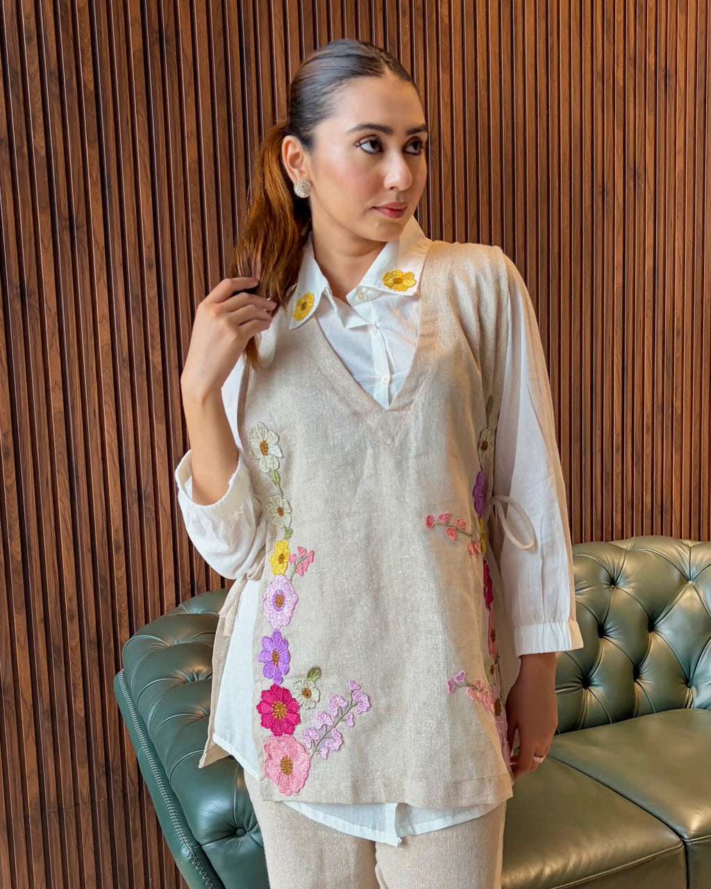 IVORY FLORAL EMBROIDERED CO-ORD SET