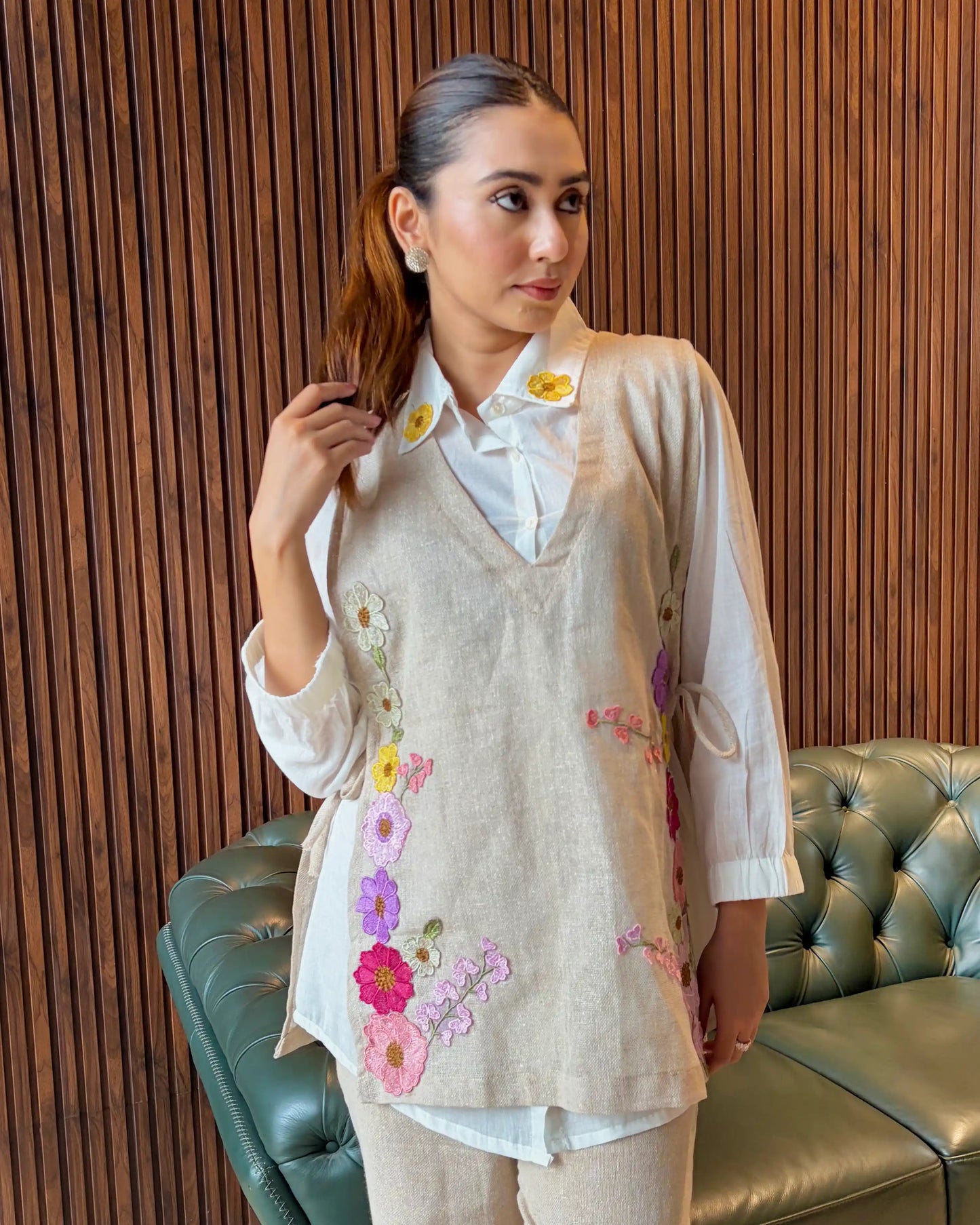 IVORY FLORAL EMBROIDERED CO-ORD SET
