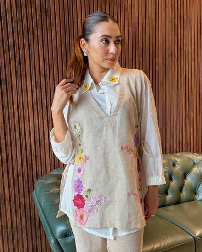 IVORY FLORAL EMBROIDERED CO-ORD SET
