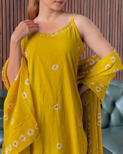 MUSTARD EMBROIDERED KURTA SET