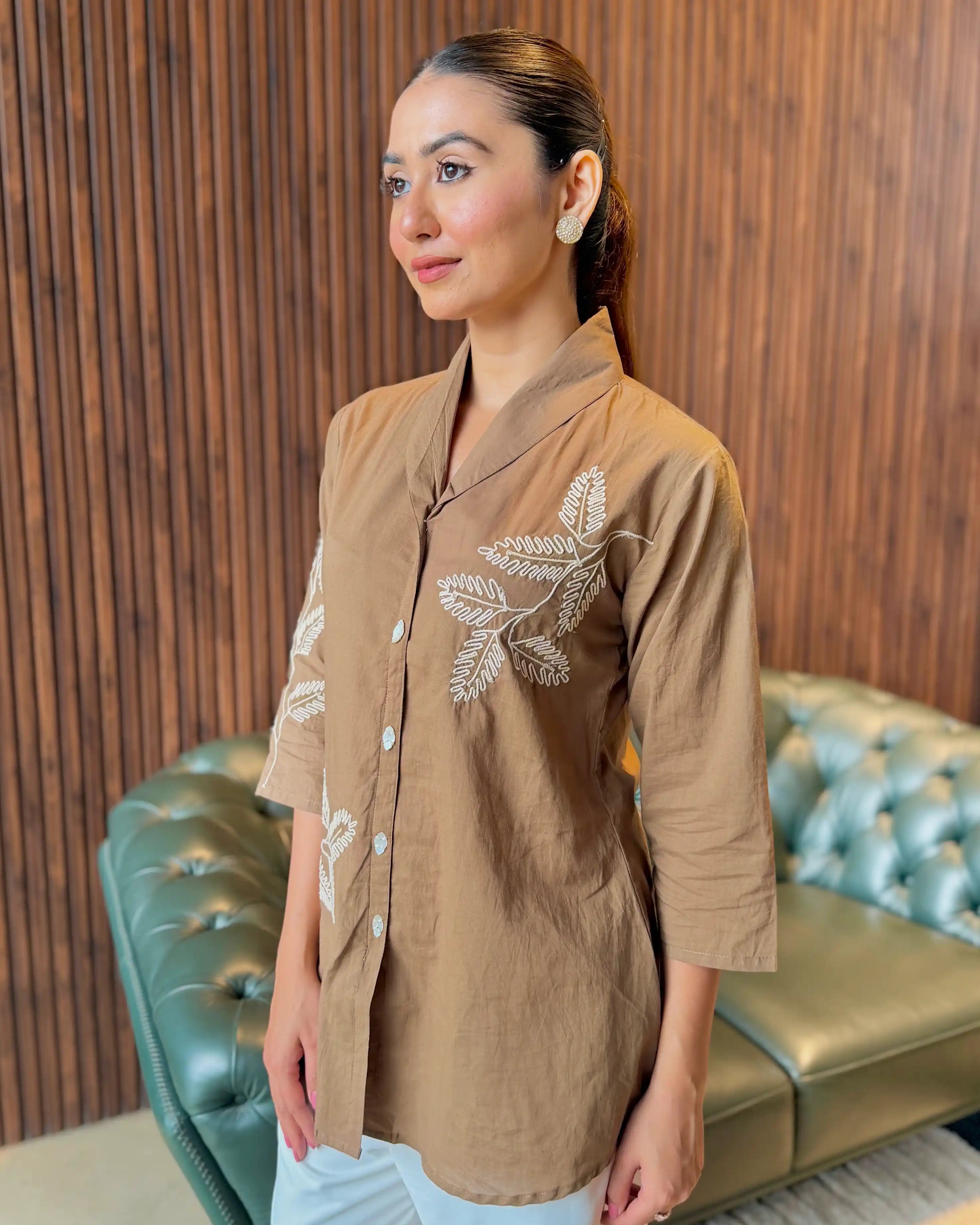 BEIGE PRINTED SHIRT