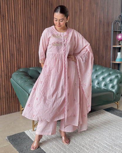 BLUSH PINK ANARKALI SUIT SET