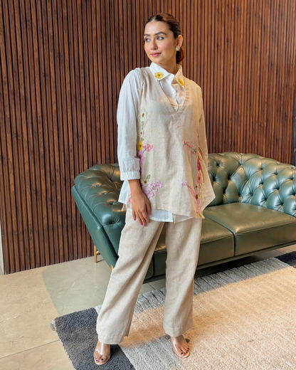 IVORY FLORAL EMBROIDERED CO-ORD SET