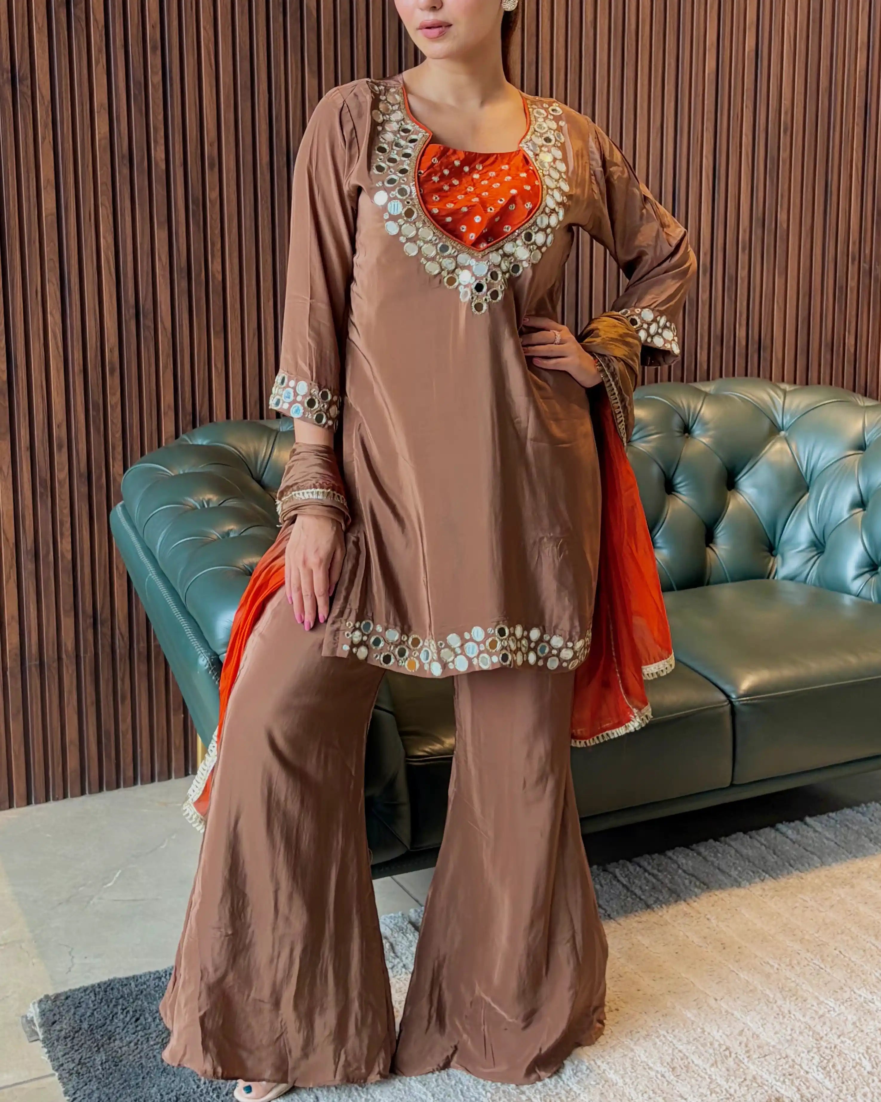 AMBER MIRROR WORK SUIT SET