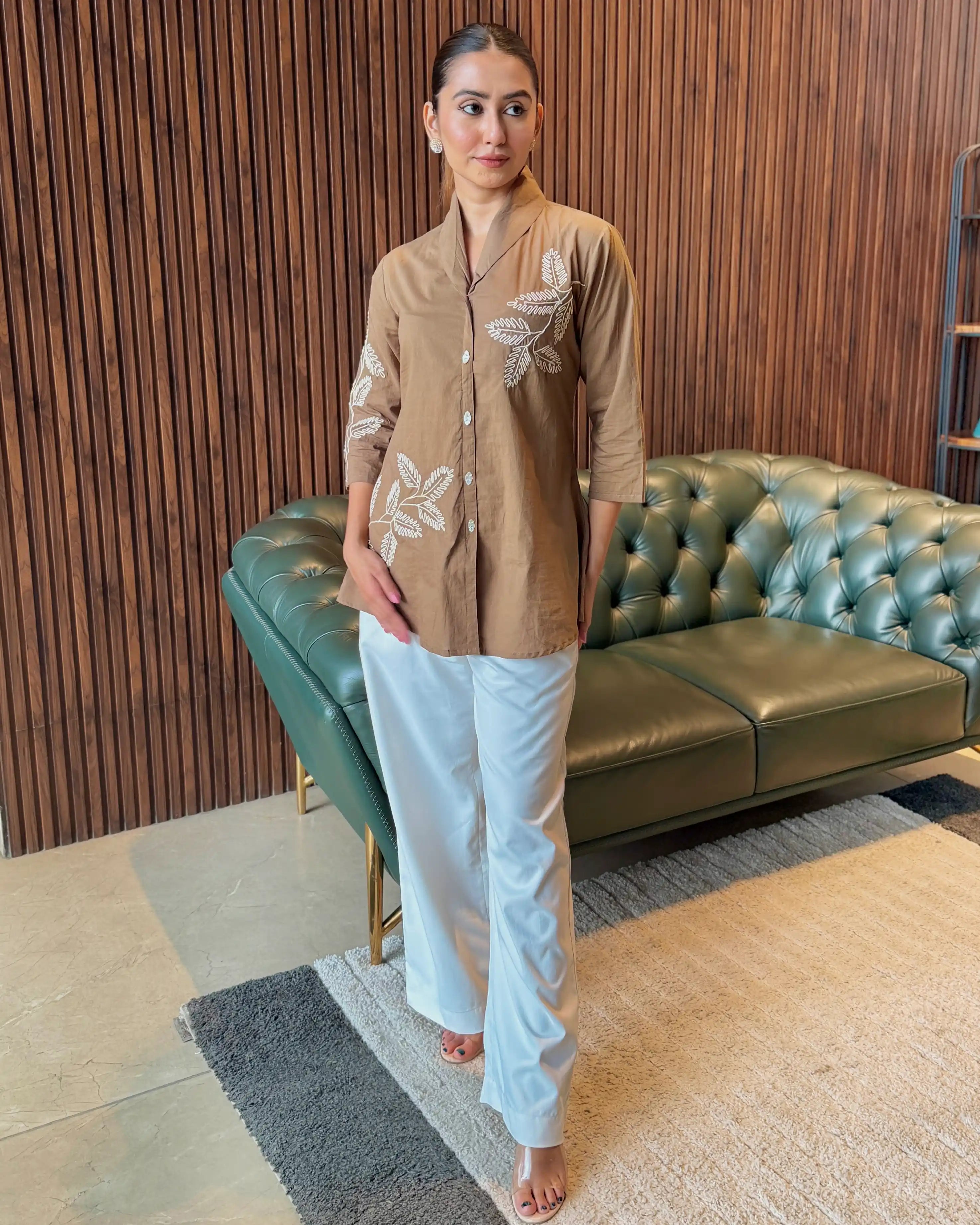 BEIGE PRINTED SHIRT