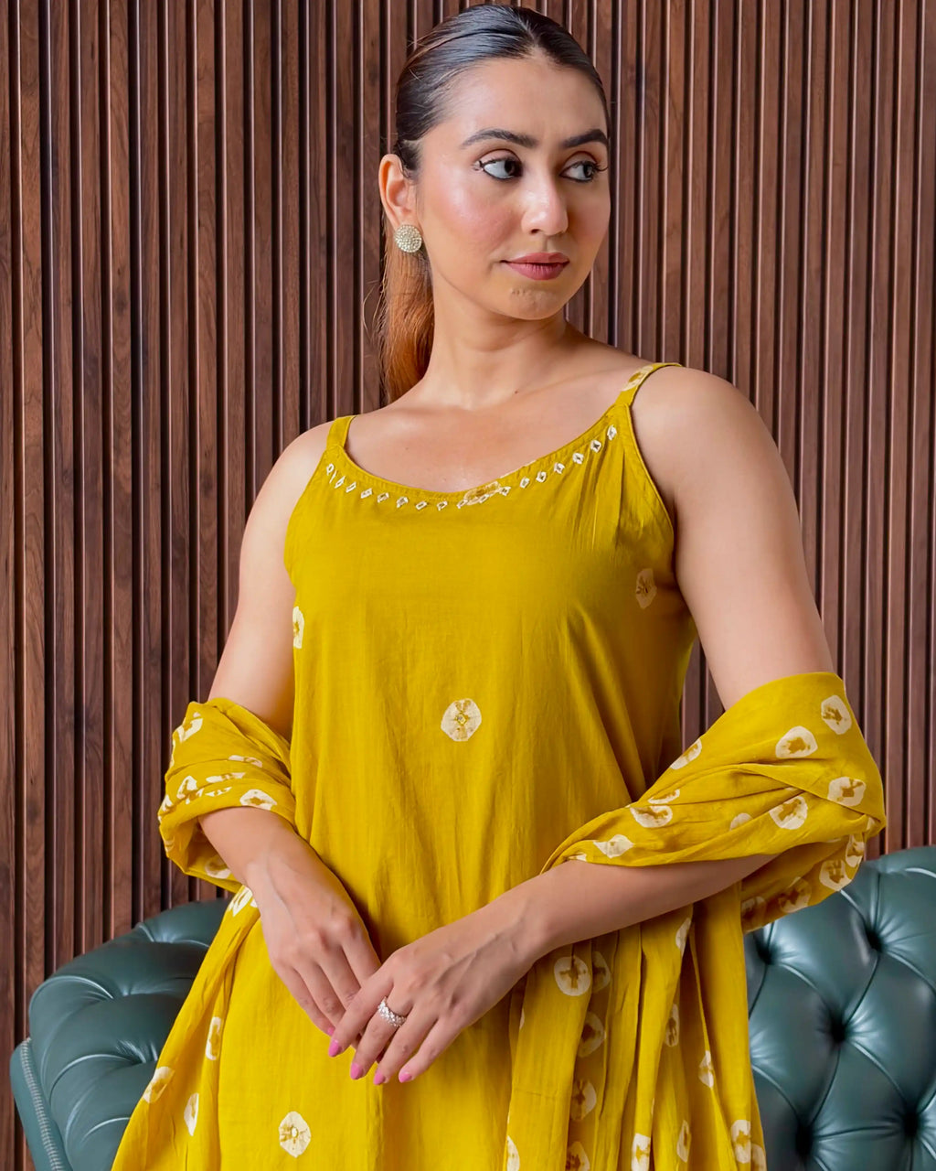 MUSTARD EMBROIDERED KURTA SET