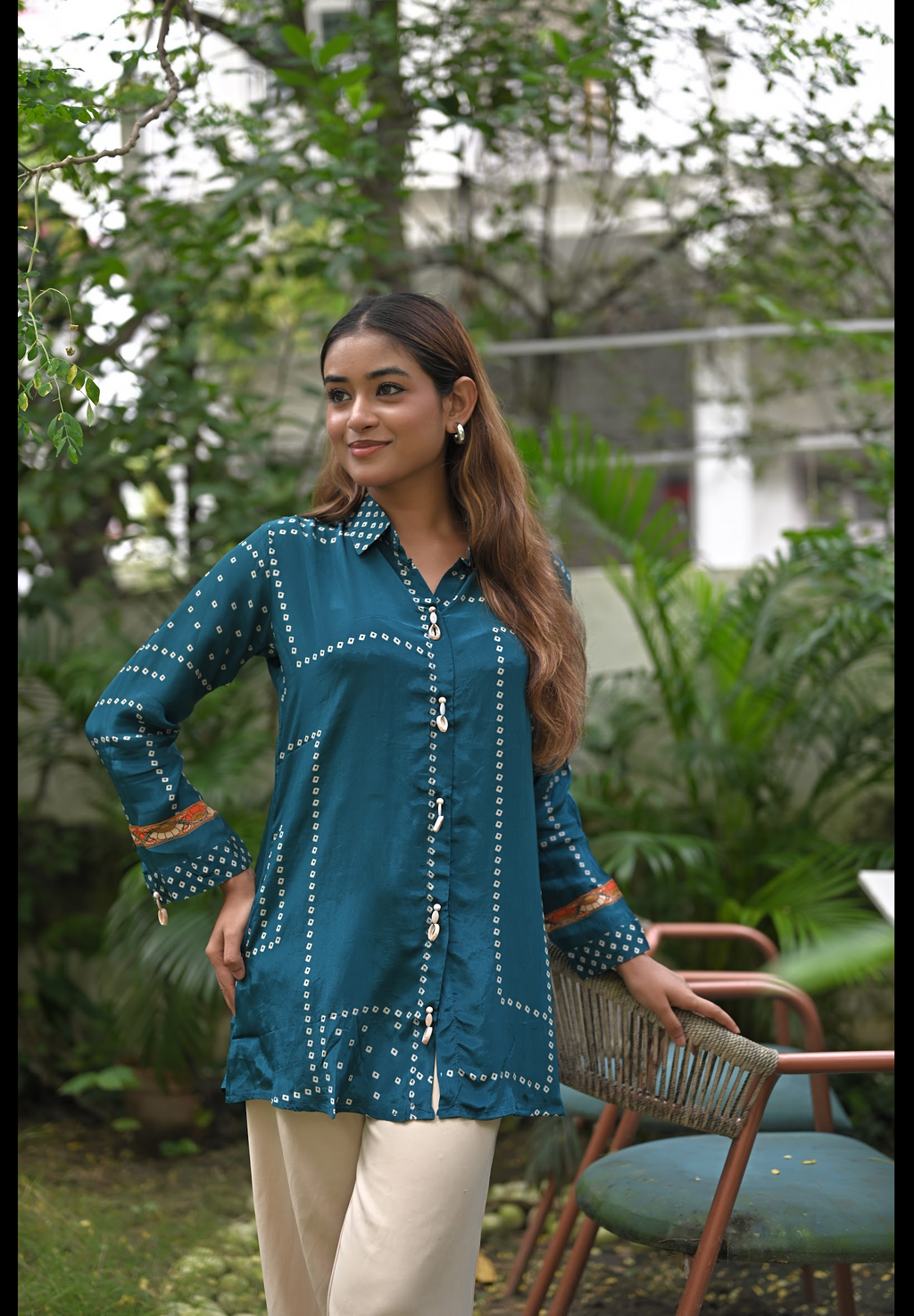 BLUE KALAMKARI BACK PATCH SHIRT
