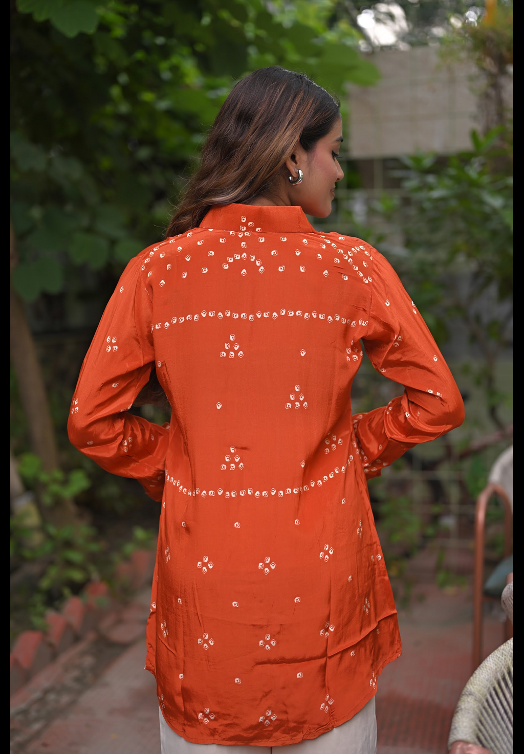 ORANGE BANDHANI BLOOM SHIRT