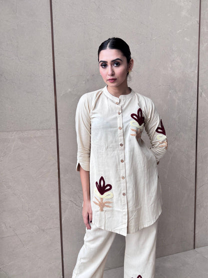 IVORY EMROIDERD COORD SET