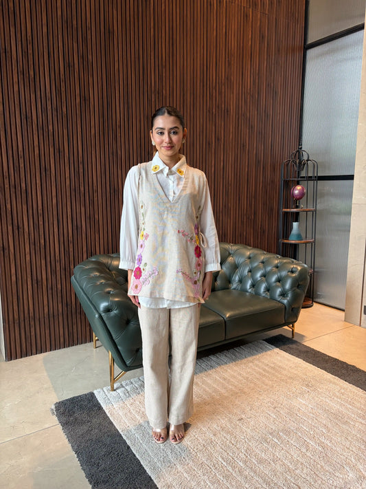 IVORY FLORAL EMBROIDERED CO-ORD SET