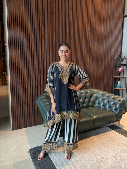 NOIR STRIPE EMBELLISHED COORD SET