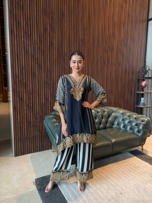 NOIR STRIPE EMBELLISHED COORD SET