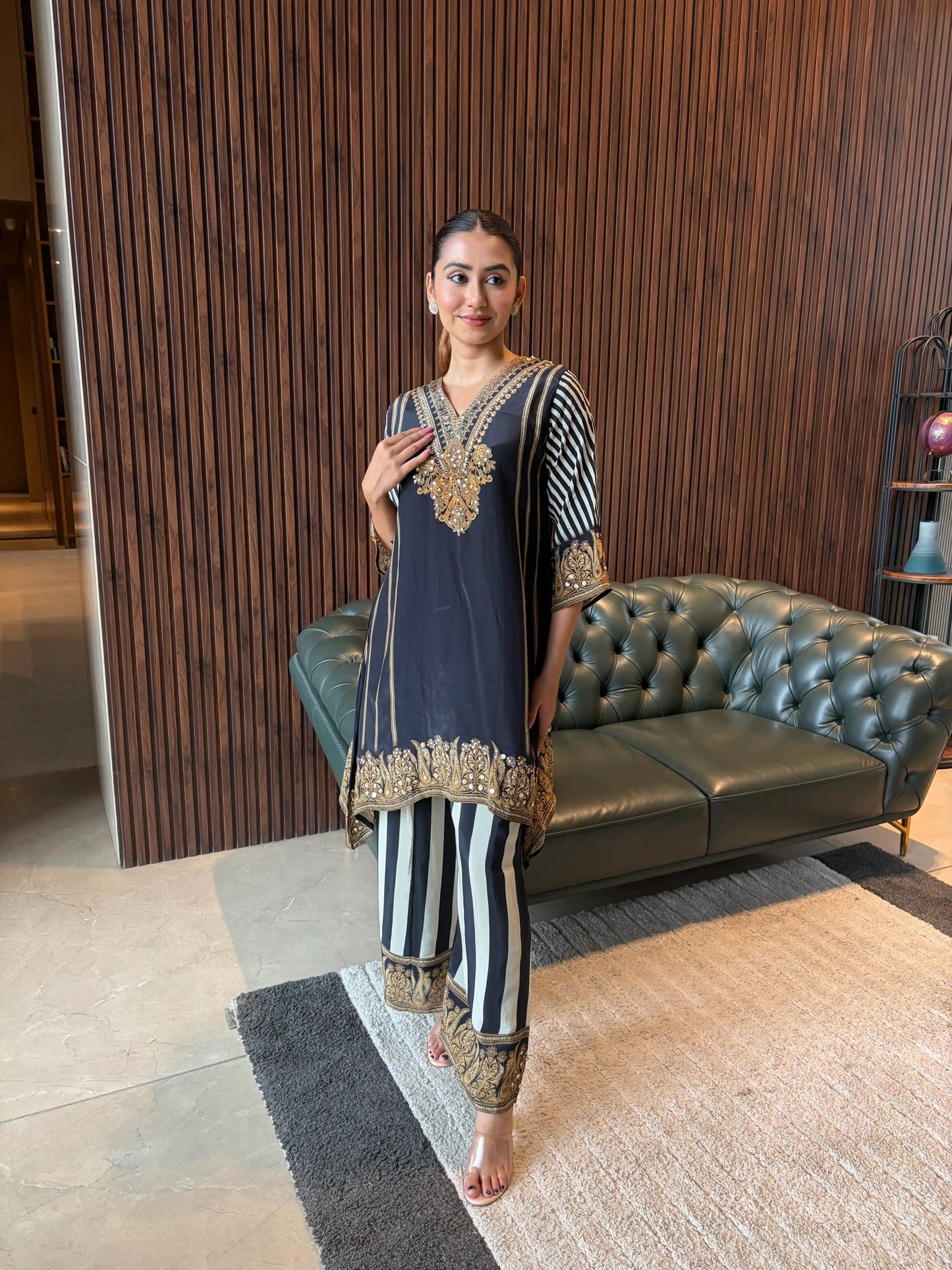 NOIR STRIPE EMBELLISHED COORD SET