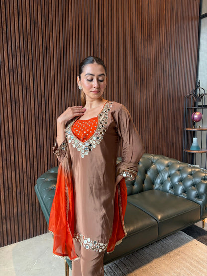 AMBER MIRROR WORK SUIT SET