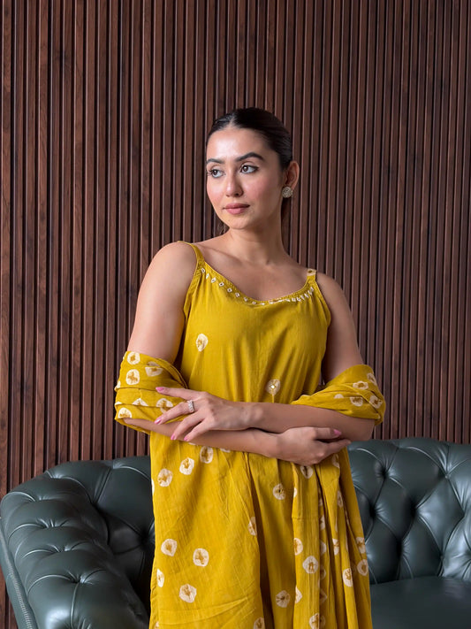 MUSTARD EMBROIDERED KURTA SET