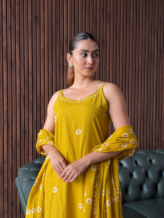 MUSTARD EMBROIDERED KURTA SET