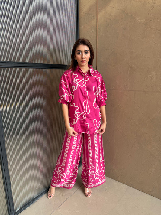 FUCHSIA WAVE PRINT SET