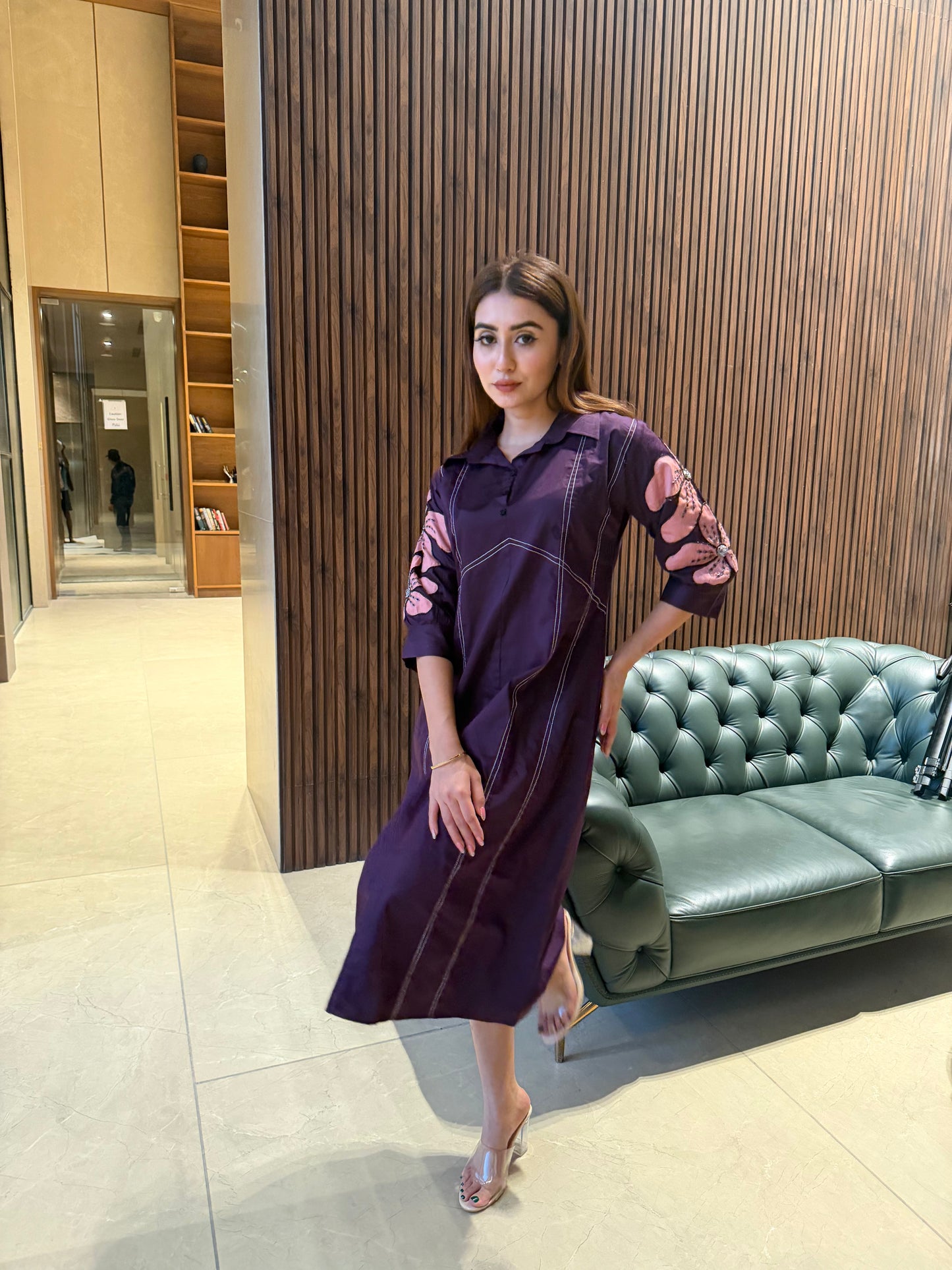 PURPLE FLORAL PANEL DRESS