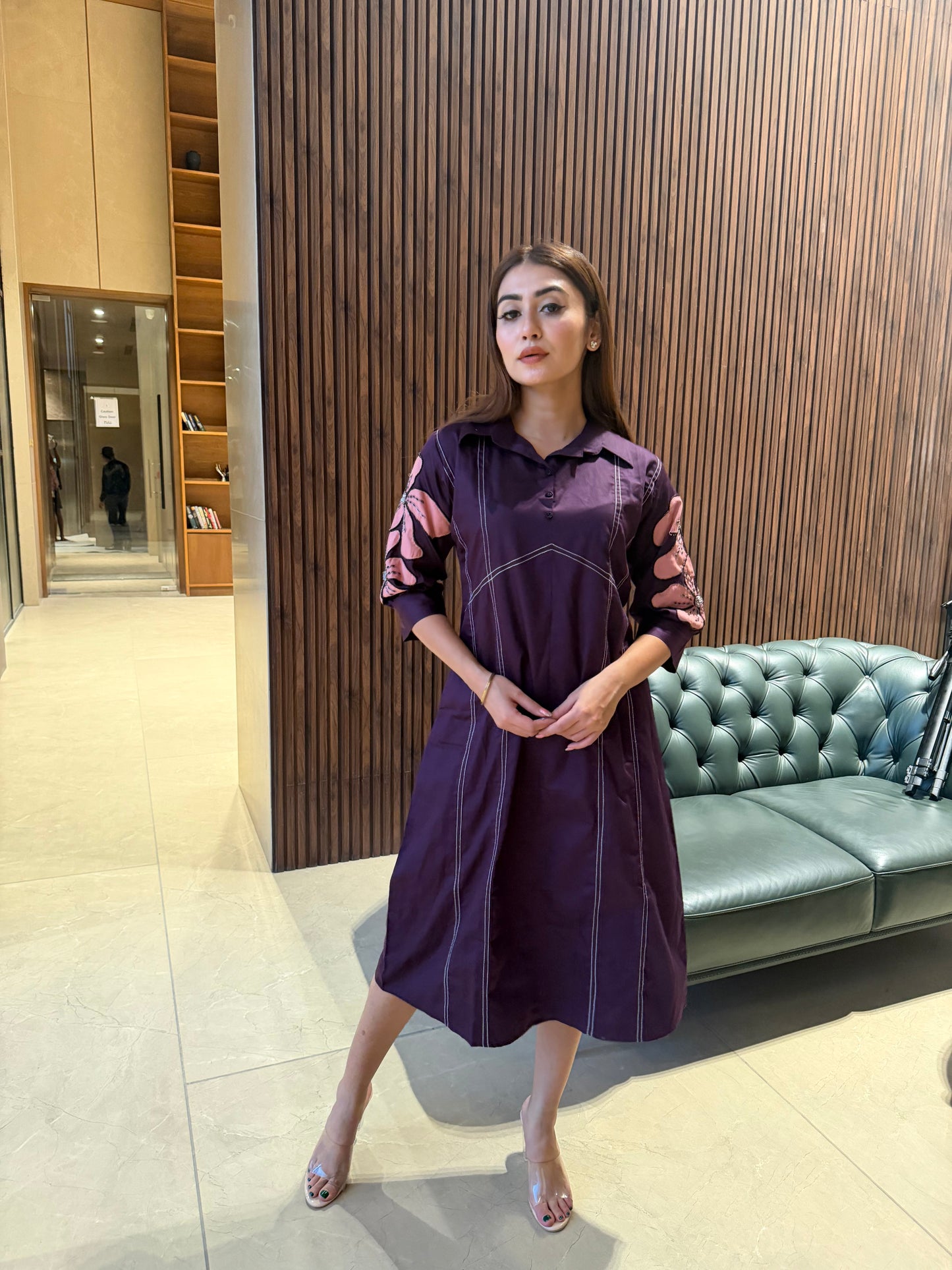 PURPLE FLORAL PANEL DRESS