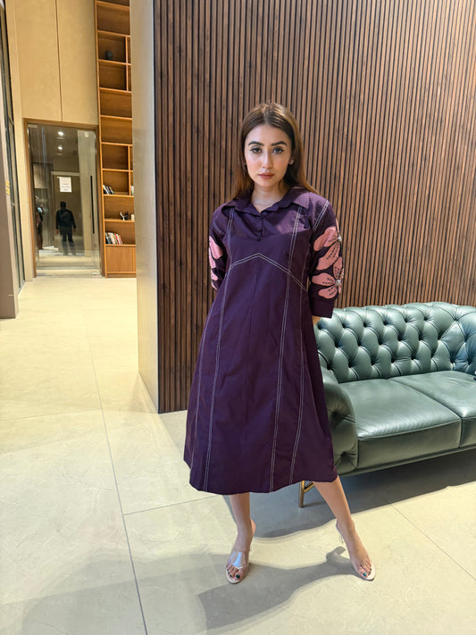 PURPLE FLORAL PANEL DRESS