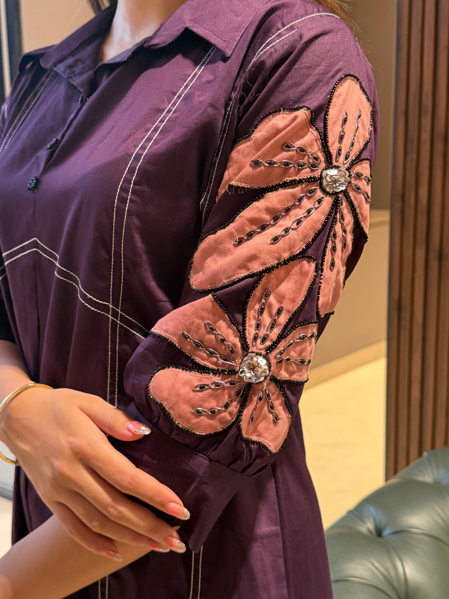 PURPLE FLORAL PANEL DRESS