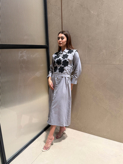 GREY BLOOM A-LIME DRESS