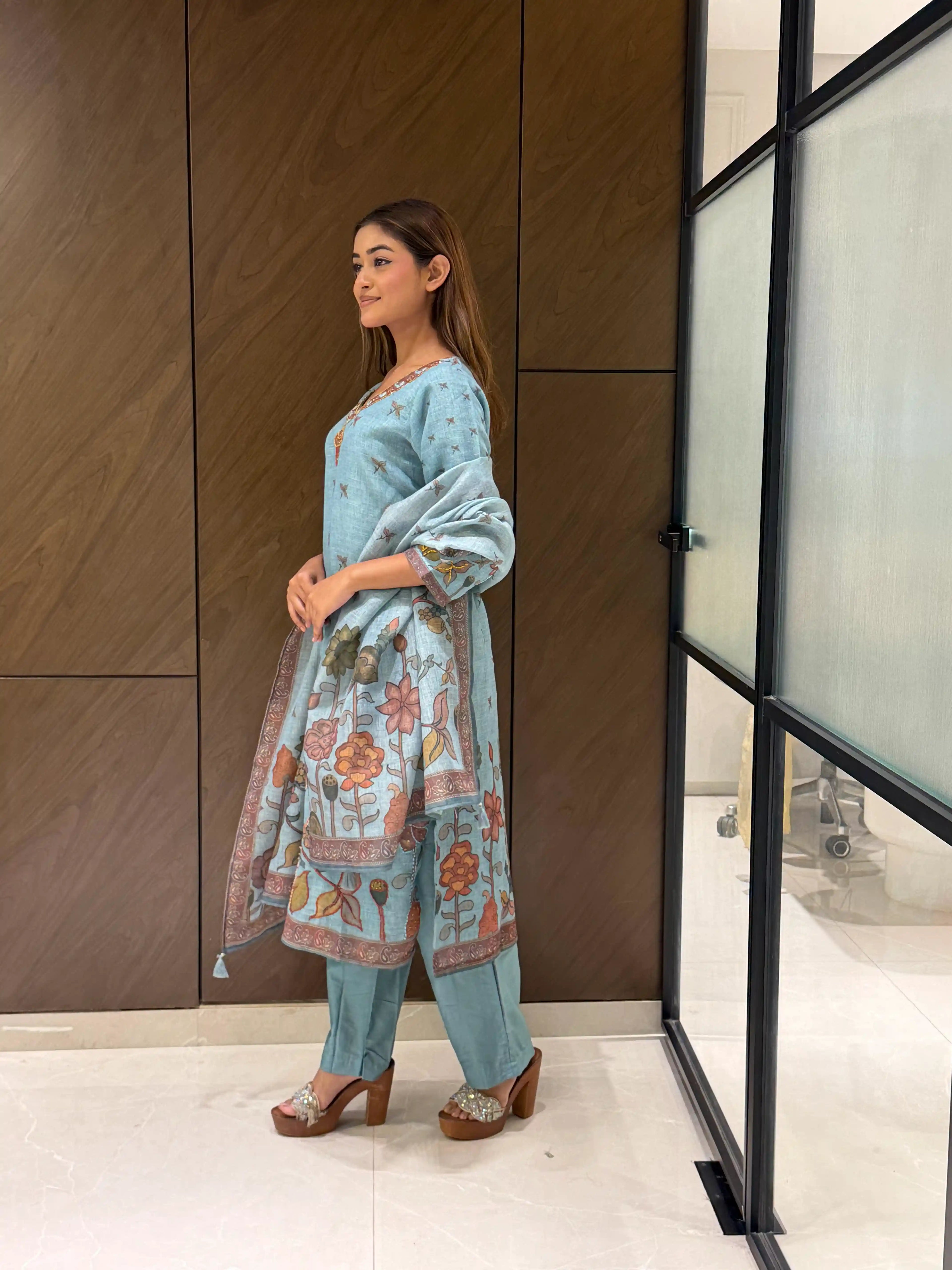 BLUE BOTANICAL SUIT SET