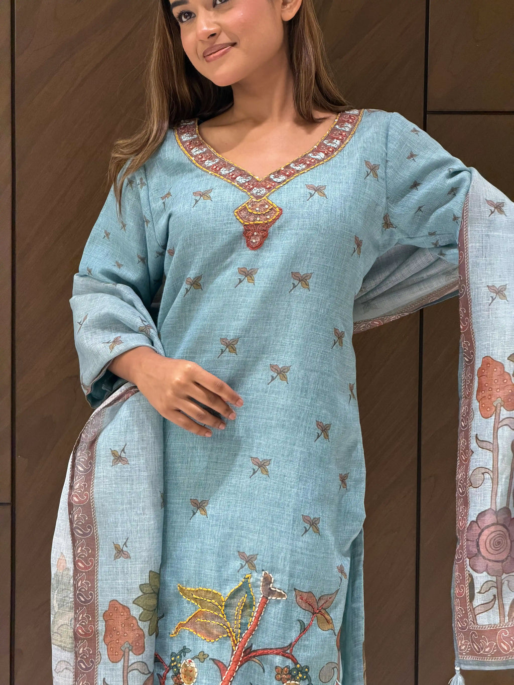 BLUE BOTANICAL SUIT SET