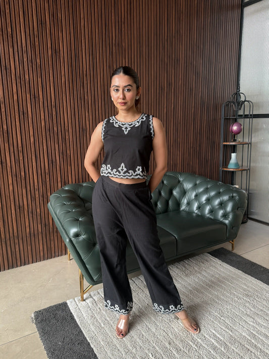 NOIR EMBROIDERED CO-ORD SET