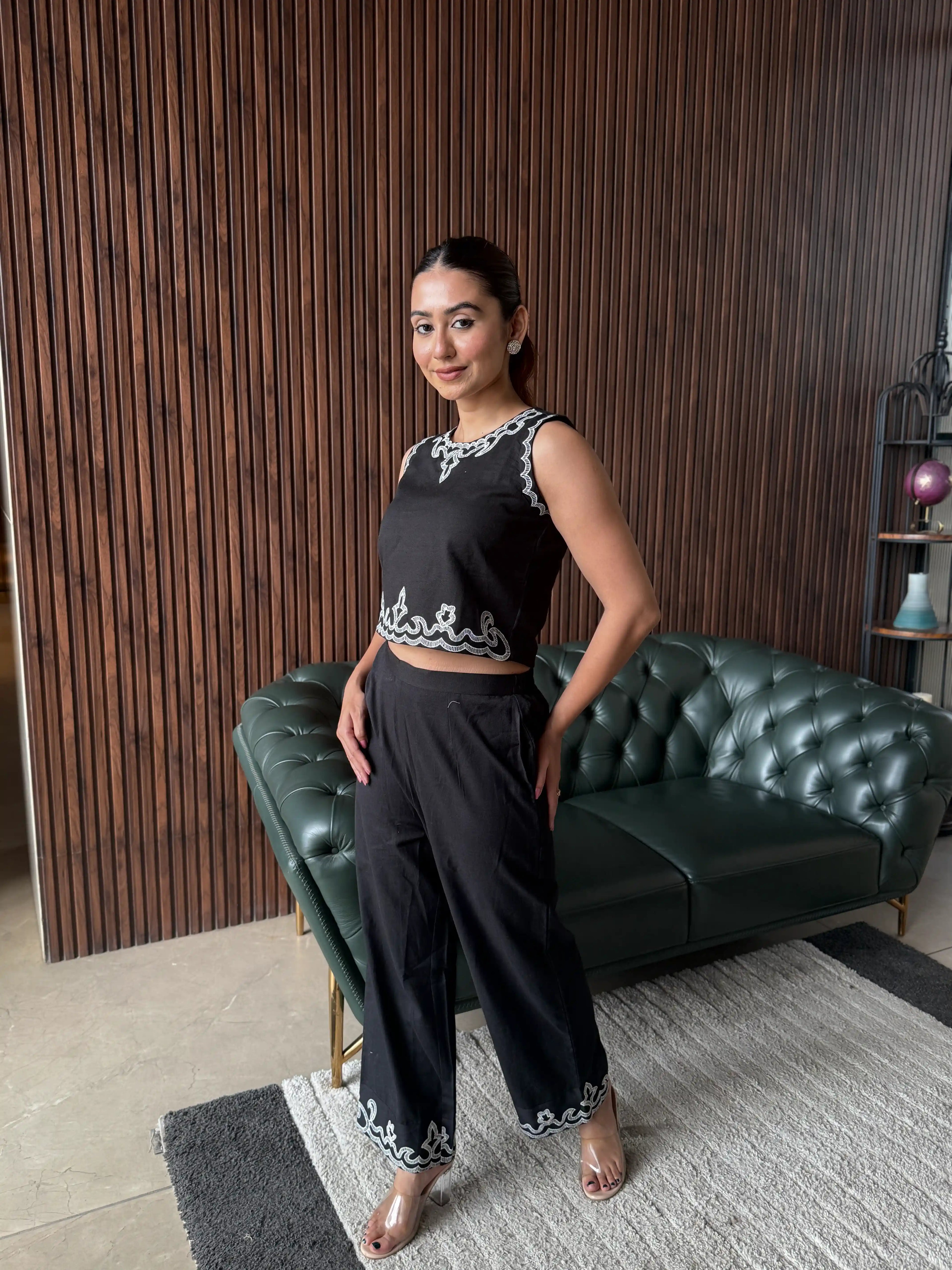 NOIR EMBROIDERED CO-ORD SET