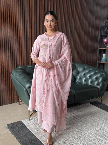 BLUSH PINK ANARKALI SUIT SET