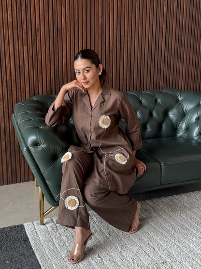 MOCHA APPLIQUÉ CO-ORD SET