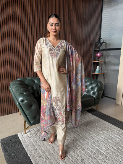 NUDE ELEGANCE EMBROIDERED SUIT SET