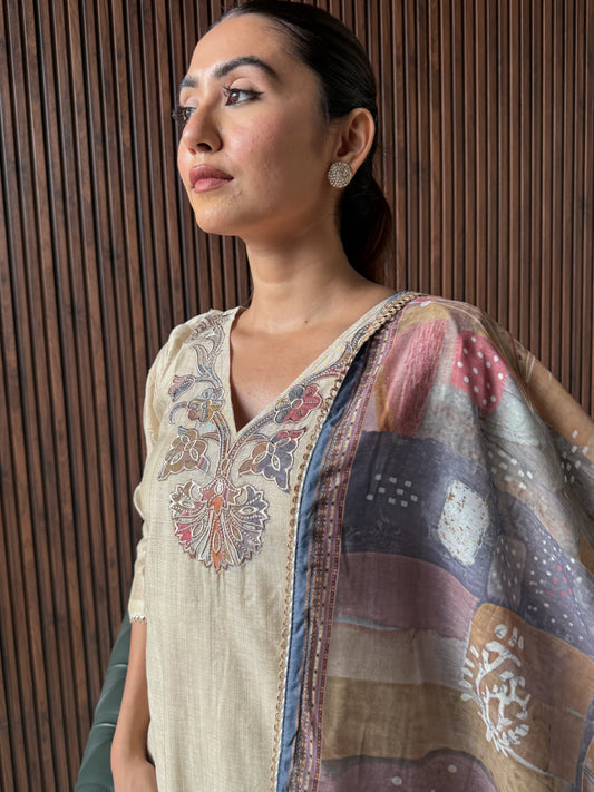 NUDE ELEGANCE EMBROIDERED SUIT SET