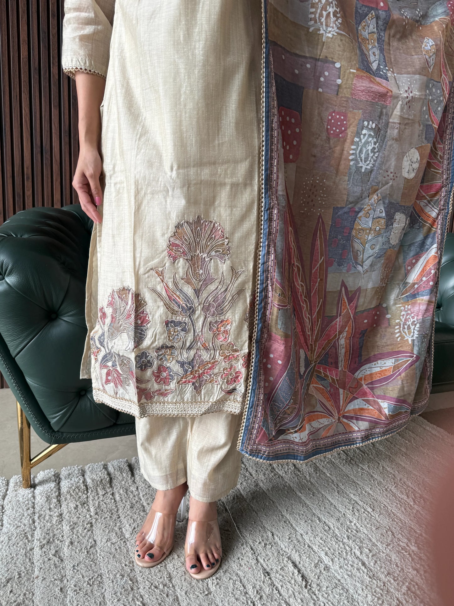 NUDE ELEGANCE EMBROIDERED SUIT SET