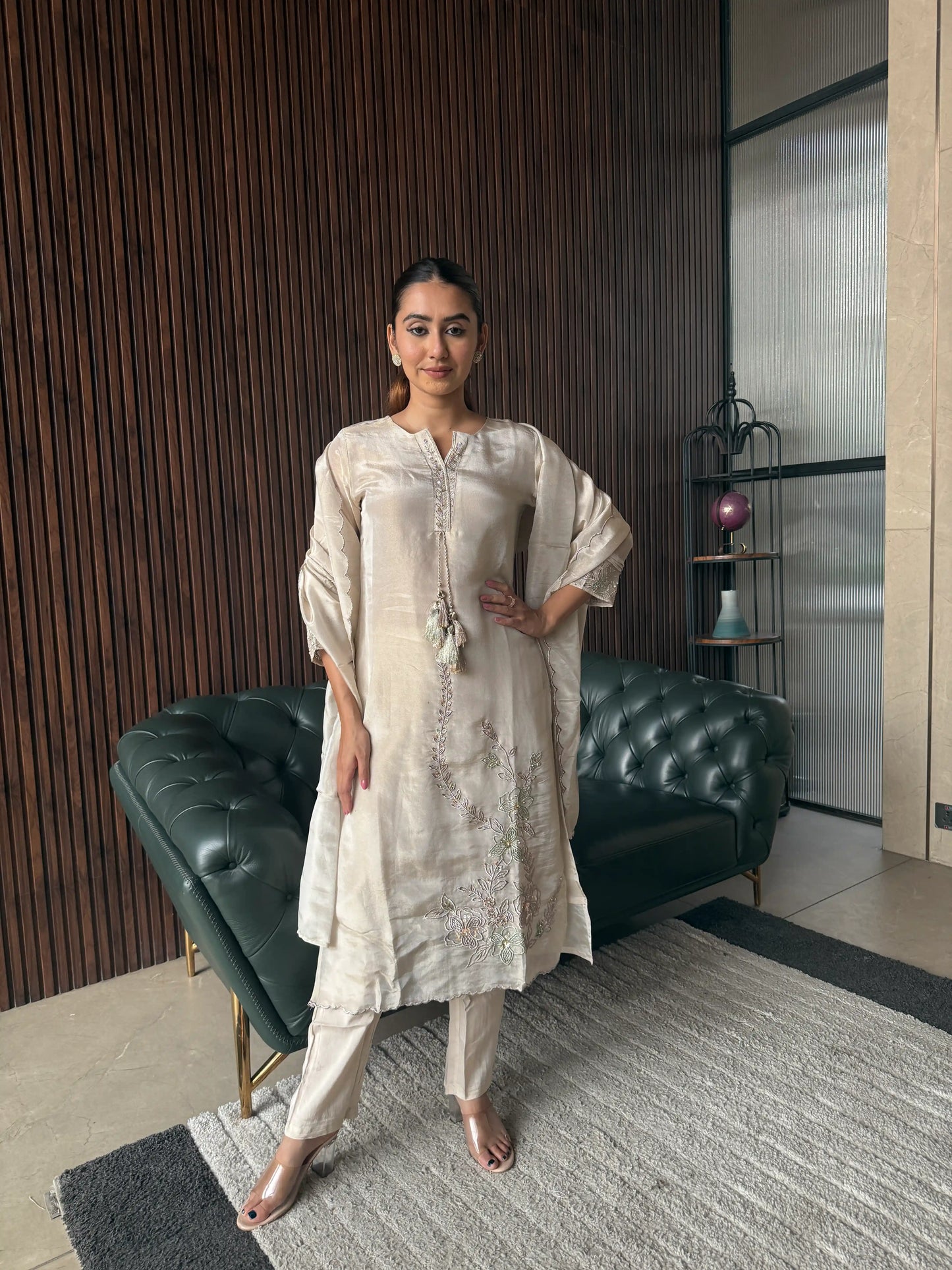 IVORY GRACE EMBROIDERED SUIT SET